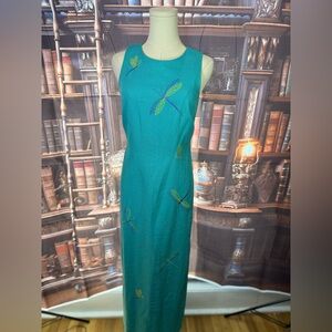 Vintage Scarlett Dragonfly Maxi‎ Dress